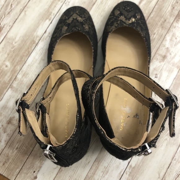 Marc Fisher Kary Embroidered Heels with Ankle Strap And Block Heel - Picture 4 of 7